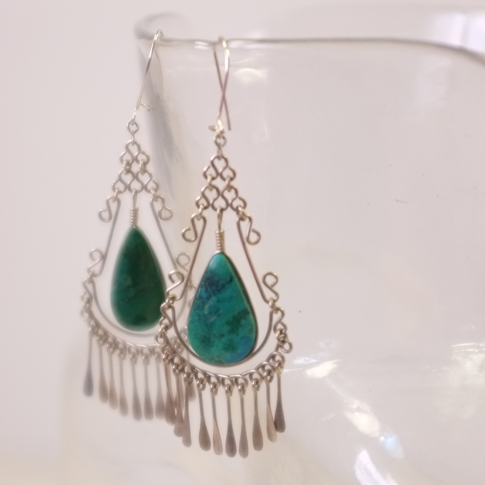 vintage artisan earrings | vtg silver + turquoise